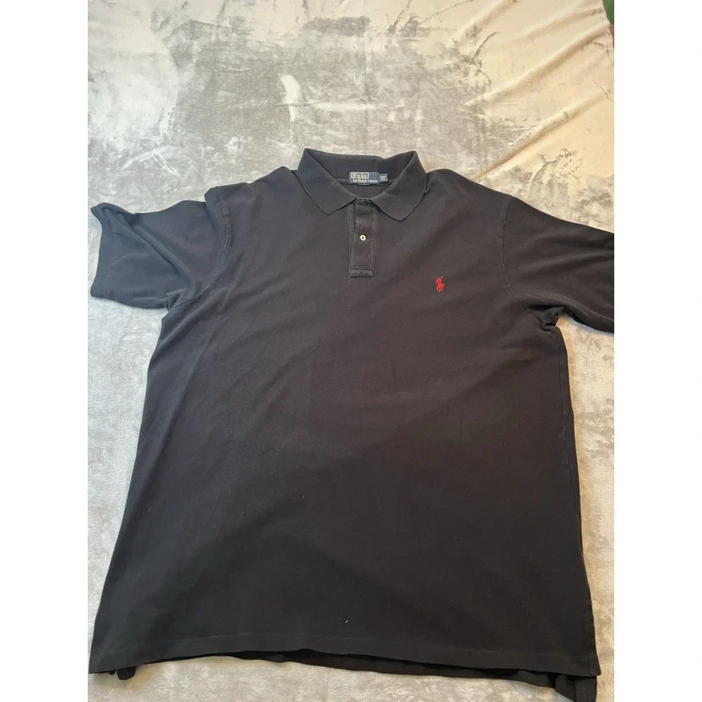Polo Ralph Lauren Mens Shirt 2XLT Black Red Pony Short Sleeve Big Tall